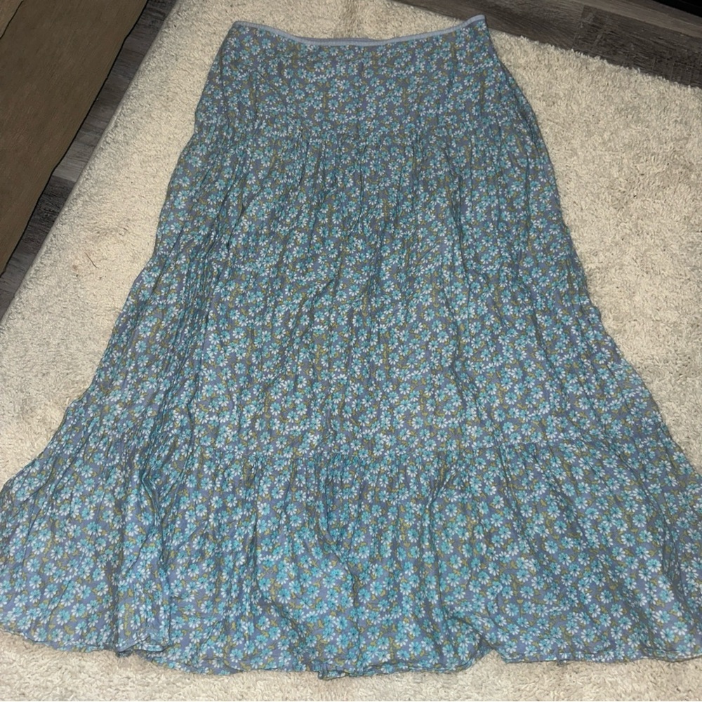 Vintage St Johns Bay Women's Tiered Cotton Floral Maxi Skirt Size 14 Cottagecore